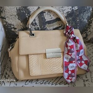 Michael Kors Quinn Python/ Leather Top-Handle Satchel GUC w/ Twilly